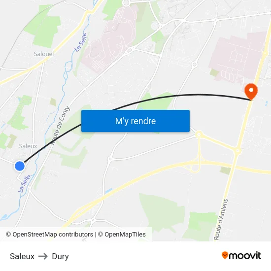 Saleux to Dury map