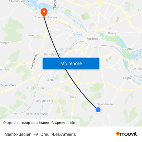 Saint-Fuscien to Dreuil-Lès-Amiens map