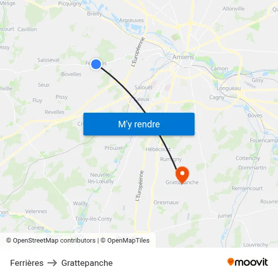 Ferrières to Grattepanche map