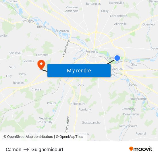Camon to Guignemicourt map