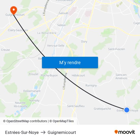 Estrées-Sur-Noye to Guignemicourt map