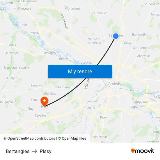 Bertangles to Pissy map