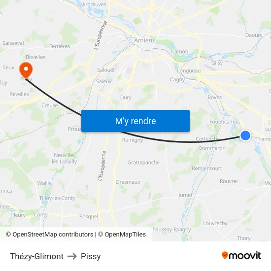 Thézy-Glimont to Pissy map