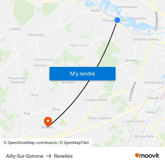 Ailly-Sur-Somme to Revelles map