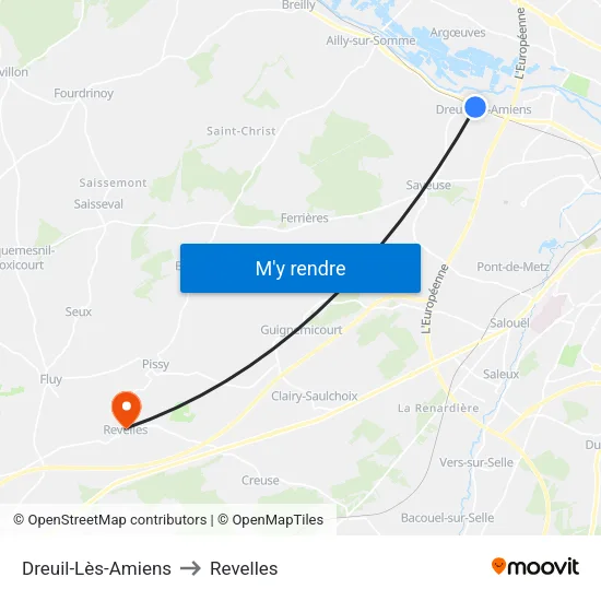 Dreuil-Lès-Amiens to Revelles map