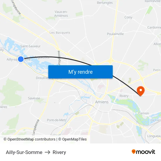 Ailly-Sur-Somme to Rivery map