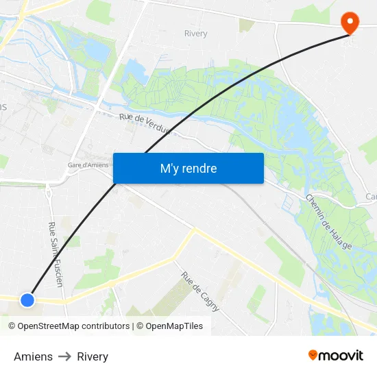 Amiens to Rivery map