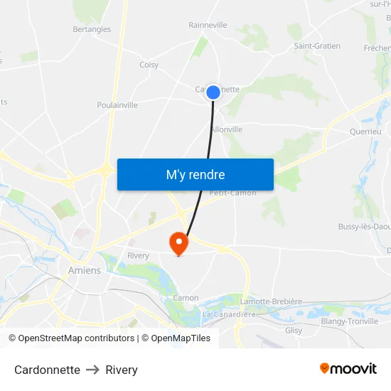 Cardonnette to Rivery map