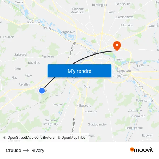 Creuse to Rivery map