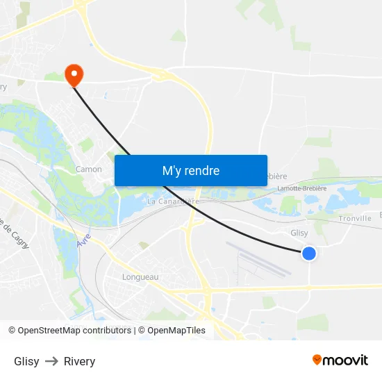 Glisy to Rivery map
