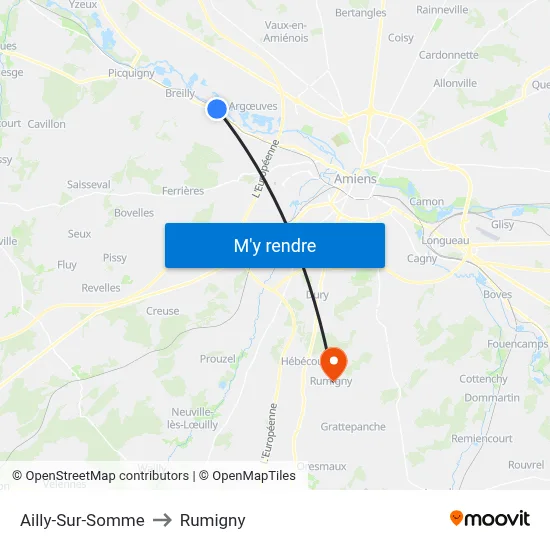 Ailly-Sur-Somme to Rumigny map