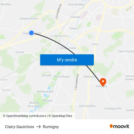 Clairy-Saulchoix to Rumigny map