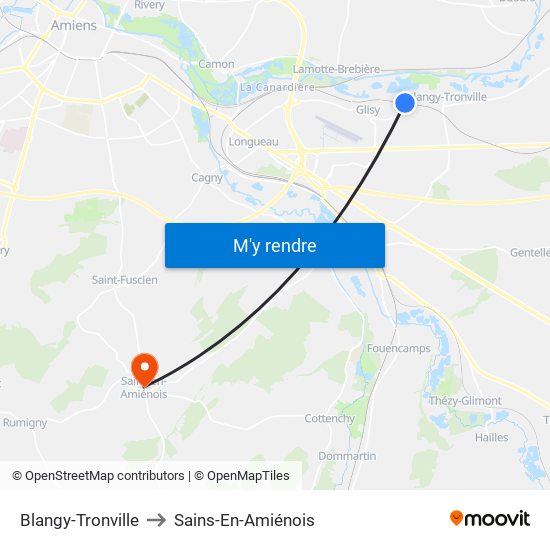 Blangy-Tronville to Sains-En-Amiénois map