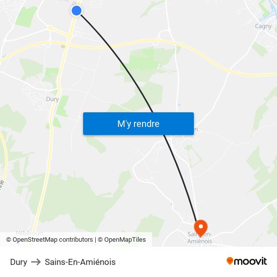 Dury to Sains-En-Amiénois map