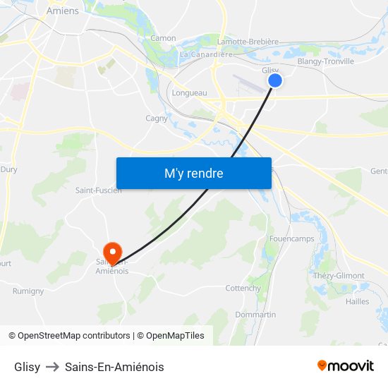 Glisy to Sains-En-Amiénois map