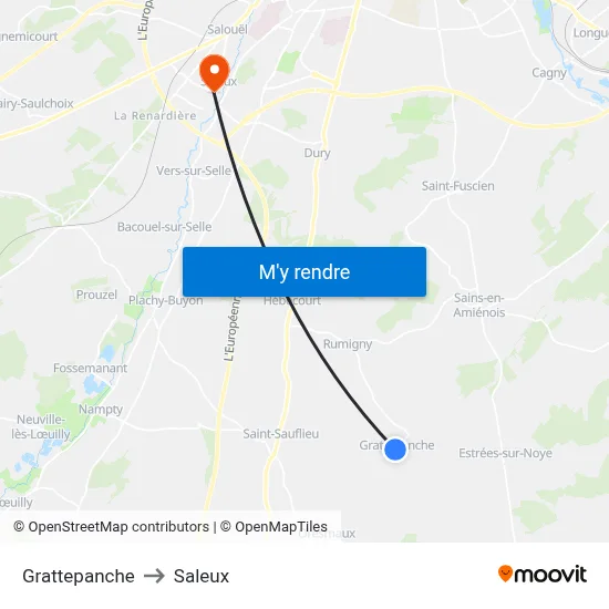 Grattepanche to Saleux map