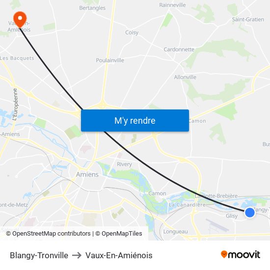 Blangy-Tronville to Vaux-En-Amiénois map