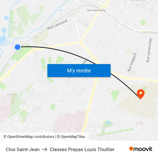Clos Saint-Jean to Classes Prepas Louis Thuillier map
