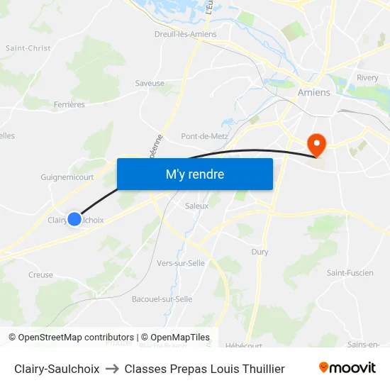 Clairy-Saulchoix to Classes Prepas Louis Thuillier map