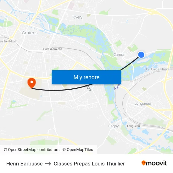 Henri Barbusse to Classes Prepas Louis Thuillier map