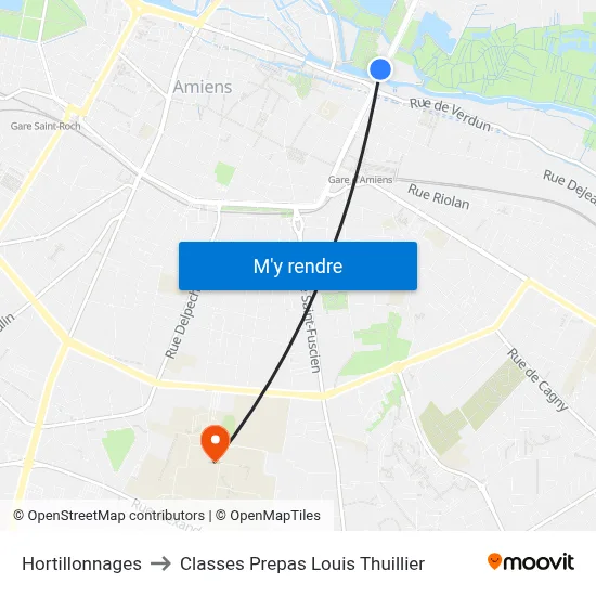 Hortillonnages to Classes Prepas Louis Thuillier map