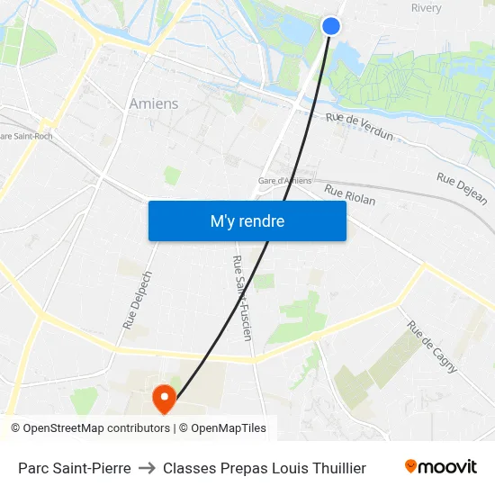 Parc Saint-Pierre to Classes Prepas Louis Thuillier map