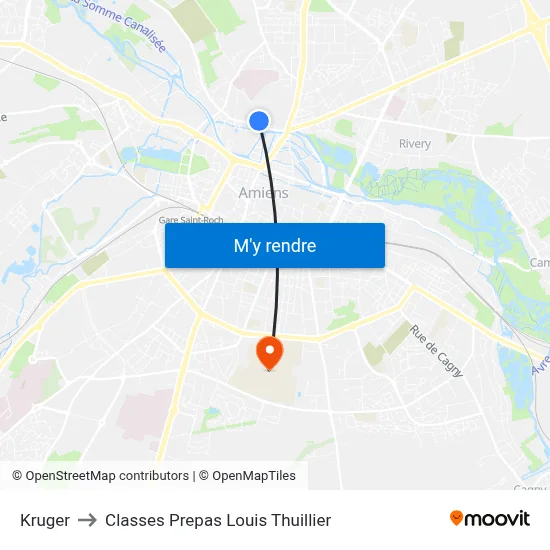 Kruger to Classes Prepas Louis Thuillier map