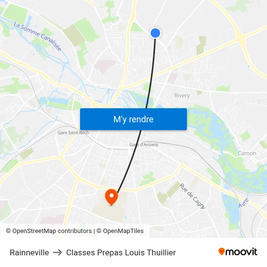 Rainneville to Classes Prepas Louis Thuillier map