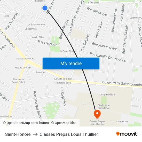 Saint-Honore to Classes Prepas Louis Thuillier map