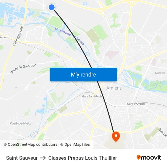 Saint-Sauveur to Classes Prepas Louis Thuillier map