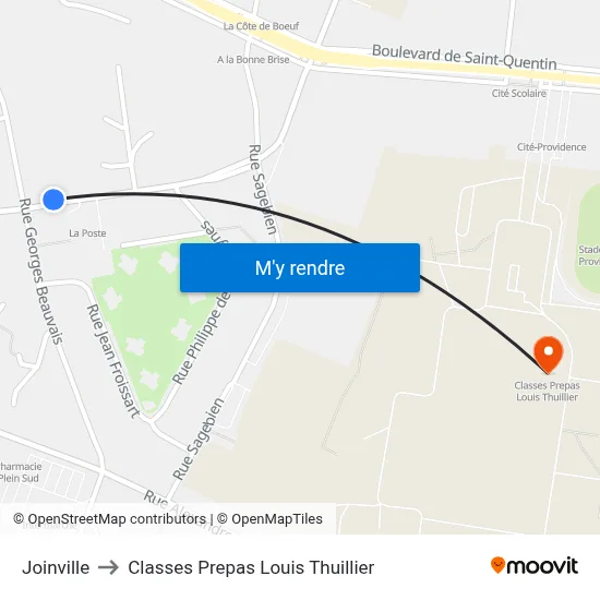 Joinville to Classes Prepas Louis Thuillier map