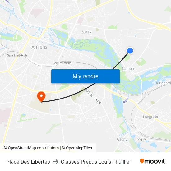 Place Des Libertes to Classes Prepas Louis Thuillier map