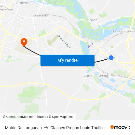 Mairie De Longueau to Classes Prepas Louis Thuillier map