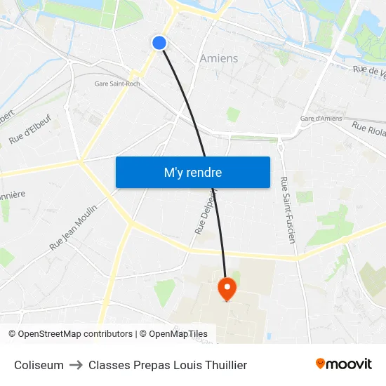 Coliseum to Classes Prepas Louis Thuillier map