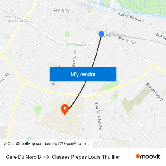 Gare Du Nord B to Classes Prepas Louis Thuillier map