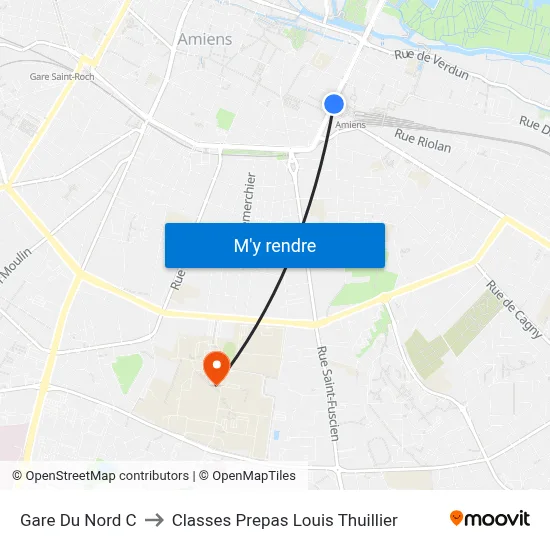 Gare Du Nord C to Classes Prepas Louis Thuillier map