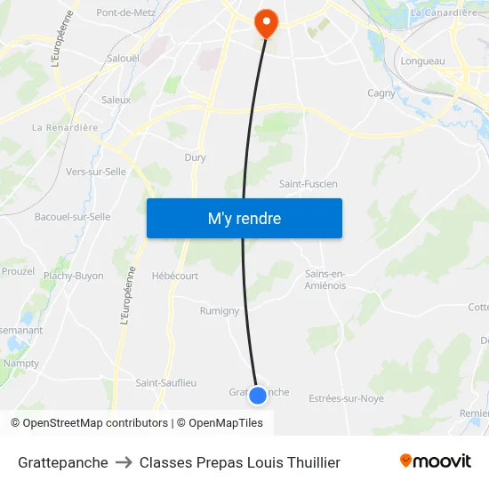 Grattepanche to Classes Prepas Louis Thuillier map