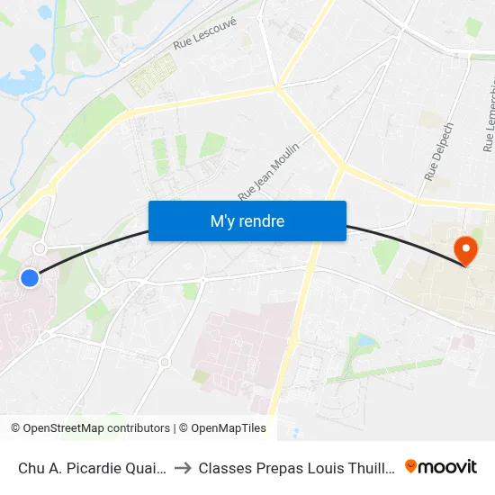 Chu A. Picardie Quai A to Classes Prepas Louis Thuillier map