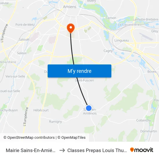 Mairie Sains-En-Amiénois to Classes Prepas Louis Thuillier map