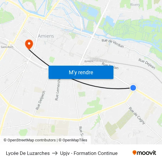 Lycée De Luzarches to Upjv - Formation Continue map