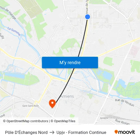 Pôle D’Échanges Nord to Upjv - Formation Continue map