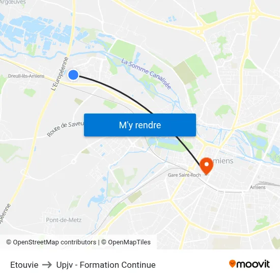 Etouvie to Upjv - Formation Continue map
