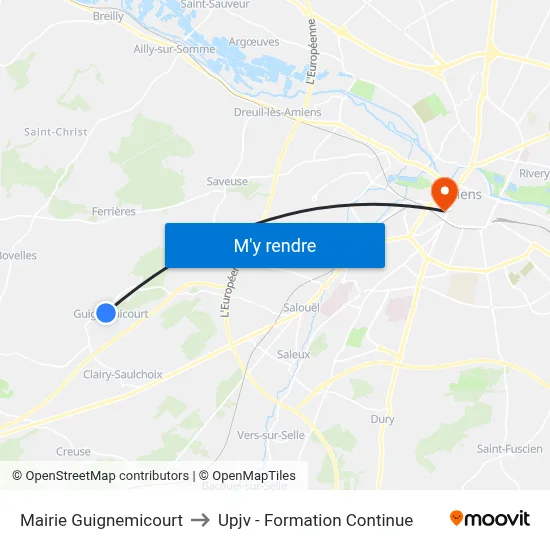Mairie Guignemicourt to Upjv - Formation Continue map