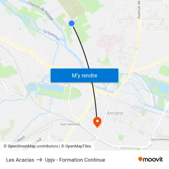 Les Acacias to Upjv - Formation Continue map