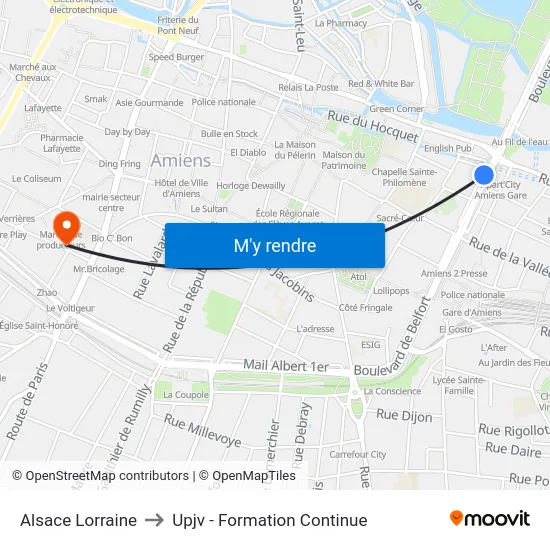 Alsace Lorraine to Upjv - Formation Continue map