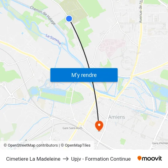 Cimetiere La Madeleine to Upjv - Formation Continue map