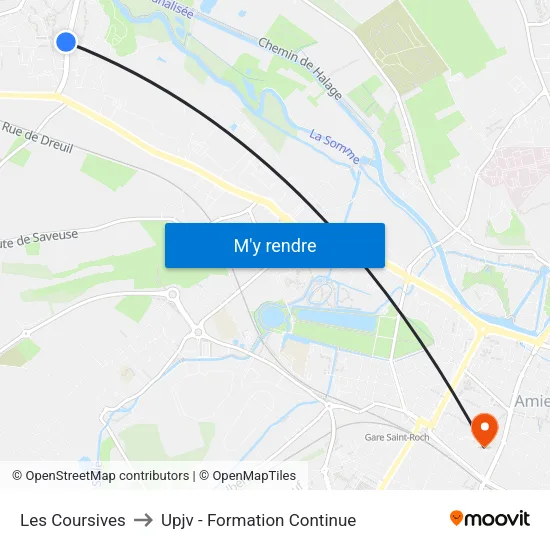 Les Coursives to Upjv - Formation Continue map