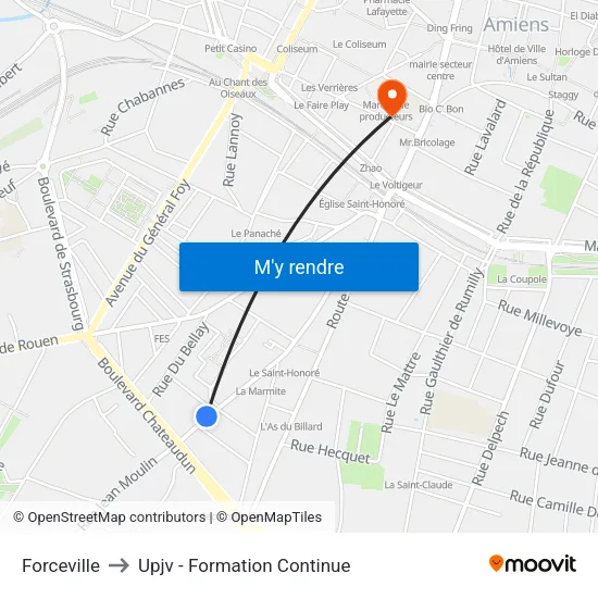 Forceville to Upjv - Formation Continue map
