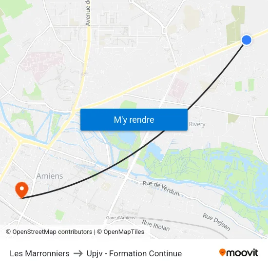 Les Marronniers to Upjv - Formation Continue map