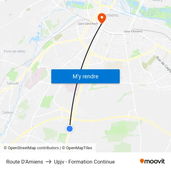 Route D'Amiens to Upjv - Formation Continue map